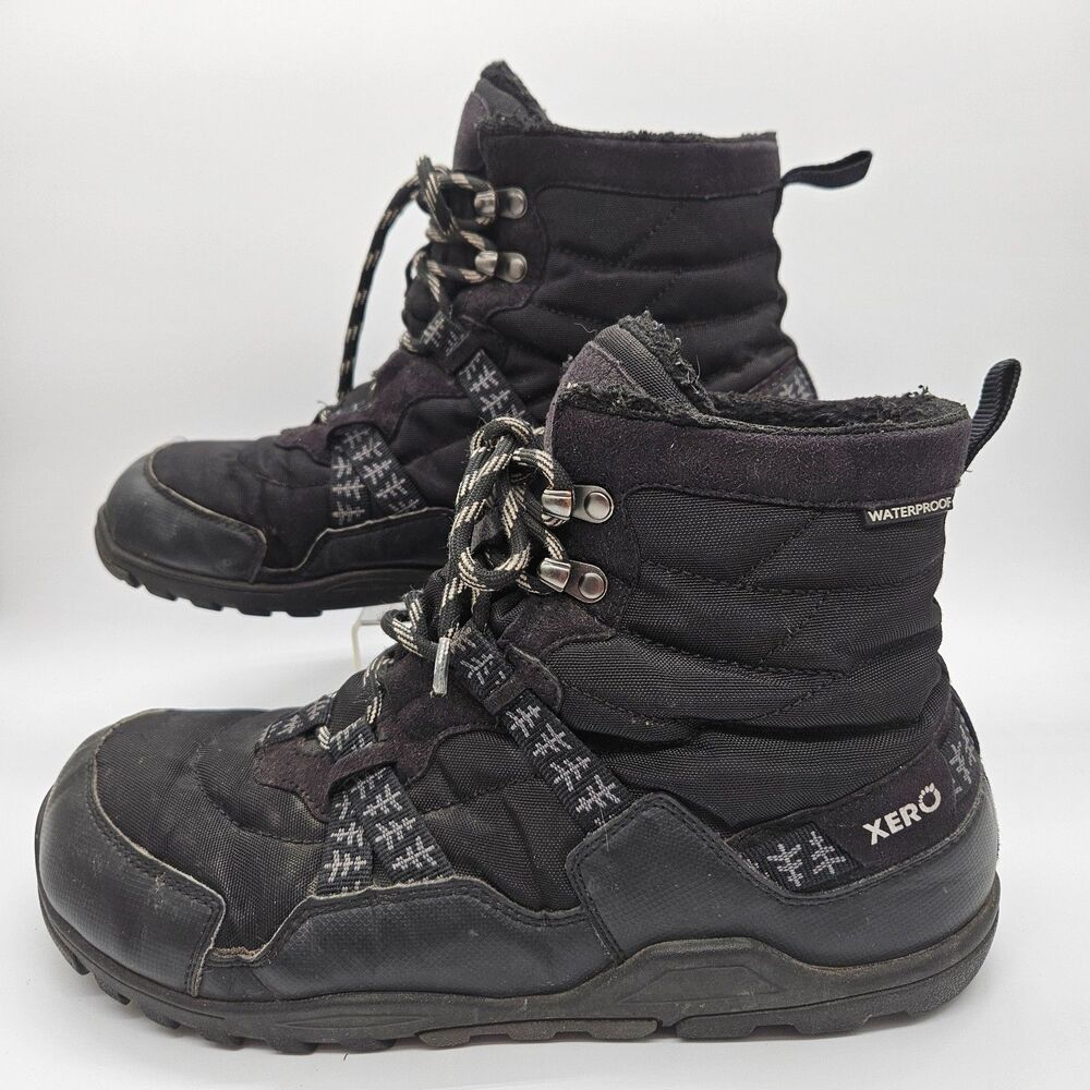 Xero Shoes Alpine Barefoot Snow Boots Men's Size 9 Black Lace-Up Comfort Winter